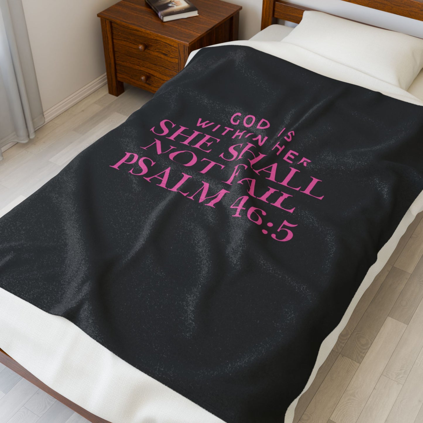 Inspirational Velveteen Plush Blanket - God Is Within Her, Cozy Throw for Home, Warm Gift, Spiritual Decor, Comforting Blanket