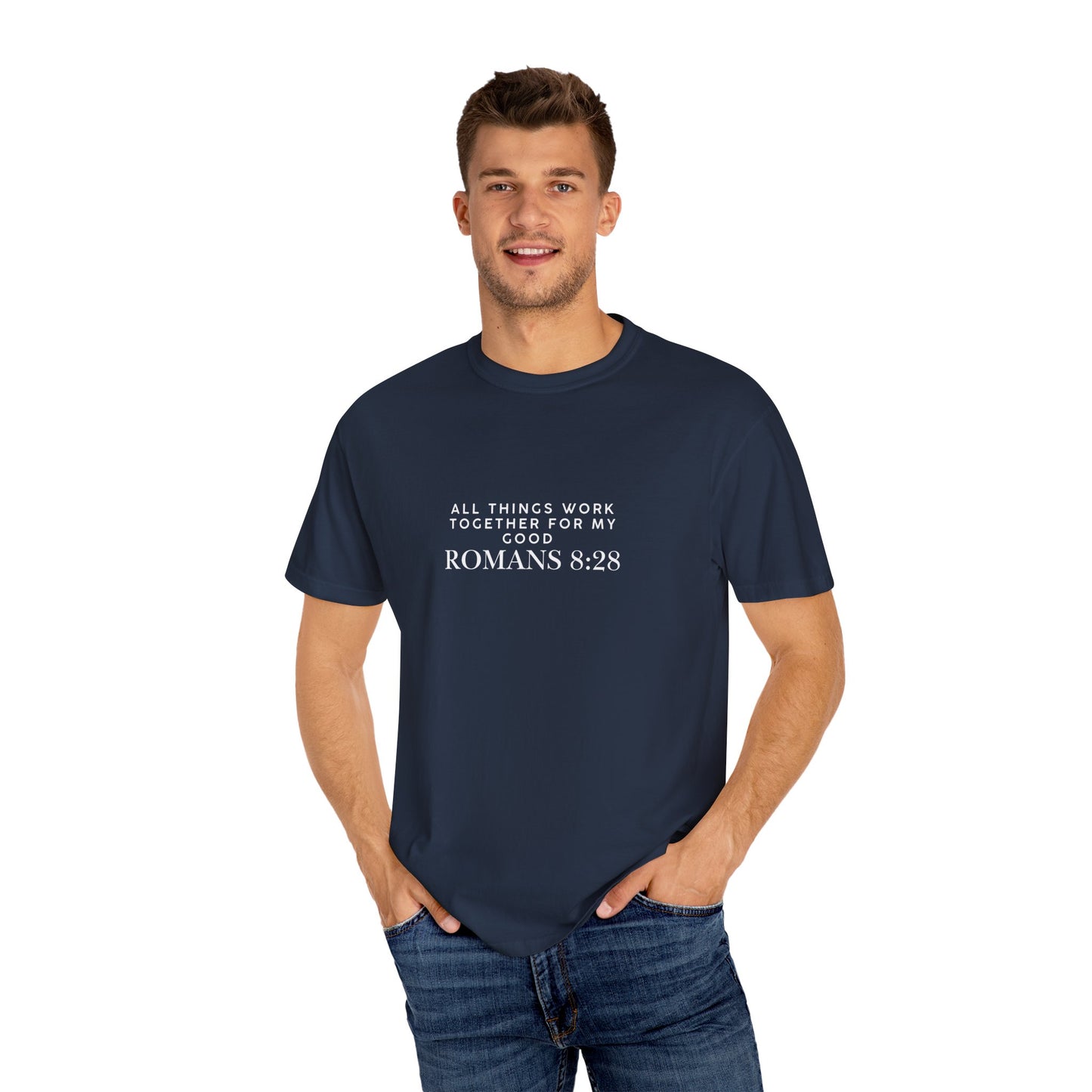 Garment-Dyed T-Shirt with Inspirational Bible Verse, Scripture Tee, Faith-Based Apparel, Gift for Christians, Casual Wear, Everyday Wear