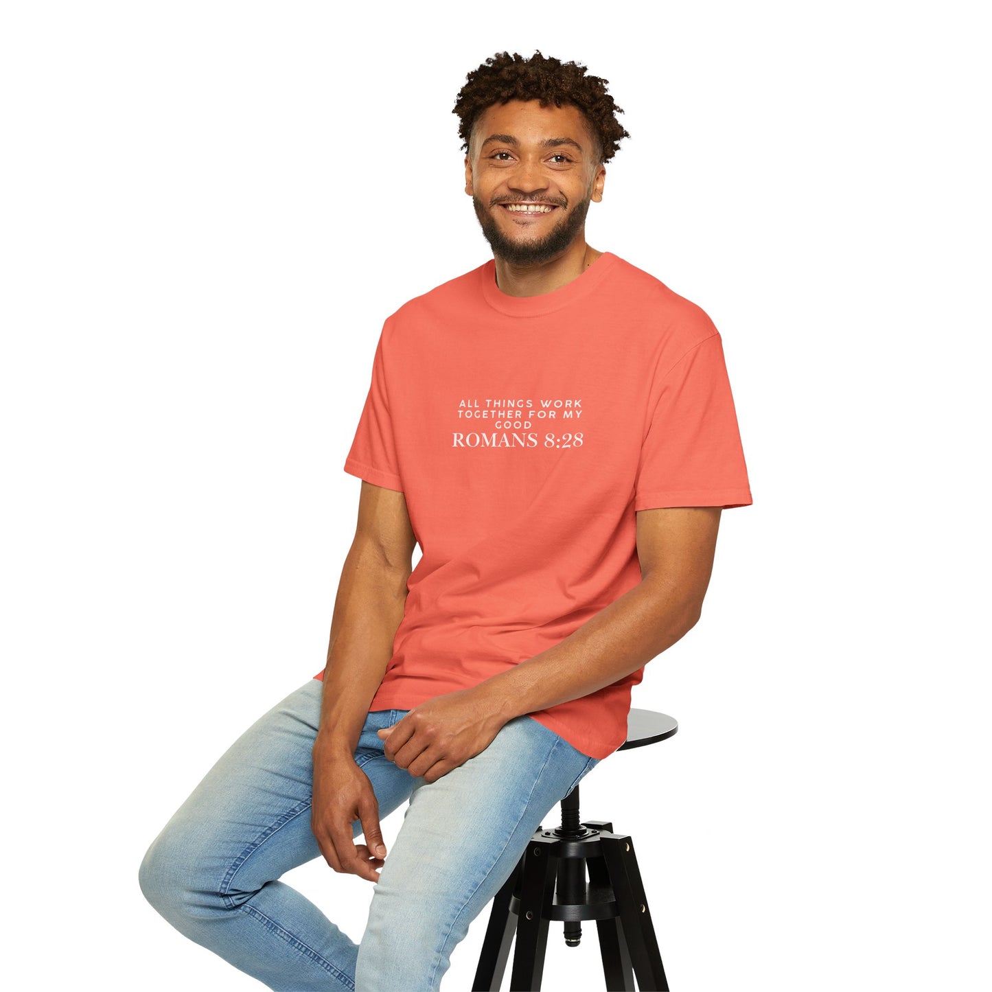 Garment-Dyed T-Shirt with Inspirational Bible Verse, Scripture Tee, Faith-Based Apparel, Gift for Christians, Casual Wear, Everyday Wear