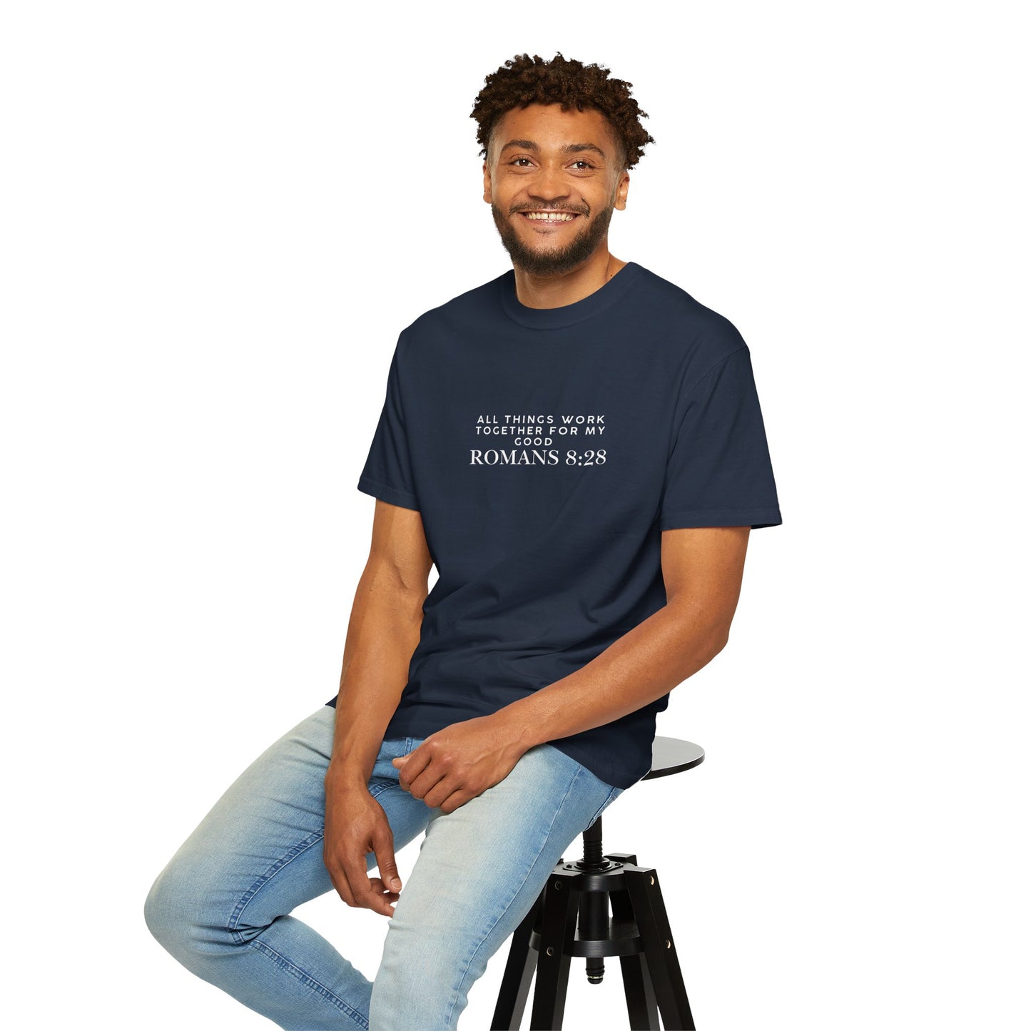 Garment-Dyed T-Shirt with Inspirational Bible Verse, Scripture Tee, Faith-Based Apparel, Gift for Christians, Casual Wear, Everyday Wear