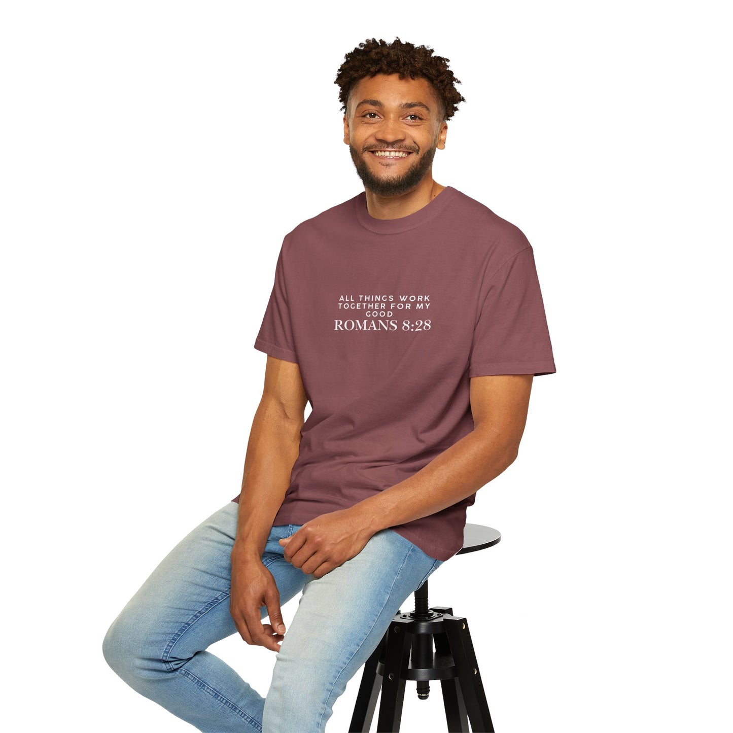 Garment-Dyed T-Shirt with Inspirational Bible Verse, Scripture Tee, Faith-Based Apparel, Gift for Christians, Casual Wear, Everyday Wear